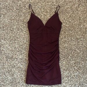 Emerald Sundae Red Ruched Mini Dress